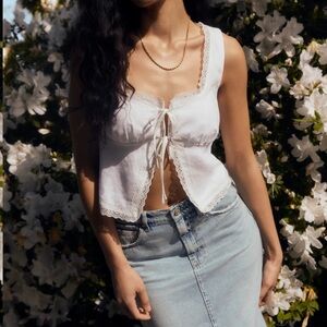 Reformation Rosalie Tie Front Linen Top, size 6